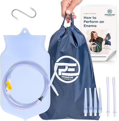 PREMIUM Enema juego de bolsa de silicona transparente para enema con llave de paso de precisión válvula de retención manguera larga de silicona 3