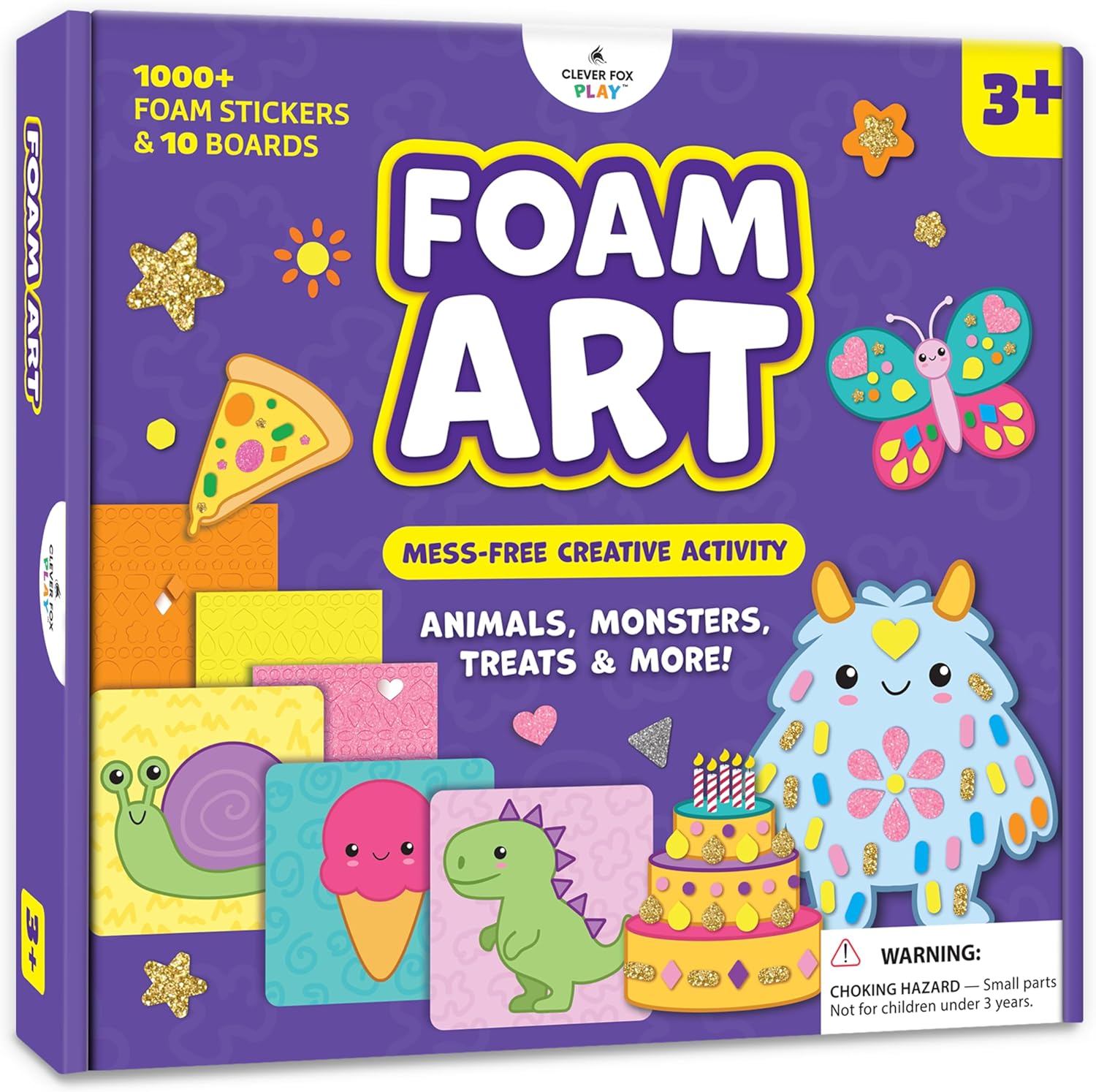 Clever Fox Play Foam Art Kit for Kids Ages 3-5 – Mess-Free Foam Arts & Crafts – Fun Non Messy Craft with 10 Pictures & 1,000+ Foam Stickers – Screen-Free Creative Play (Edition 2.0)