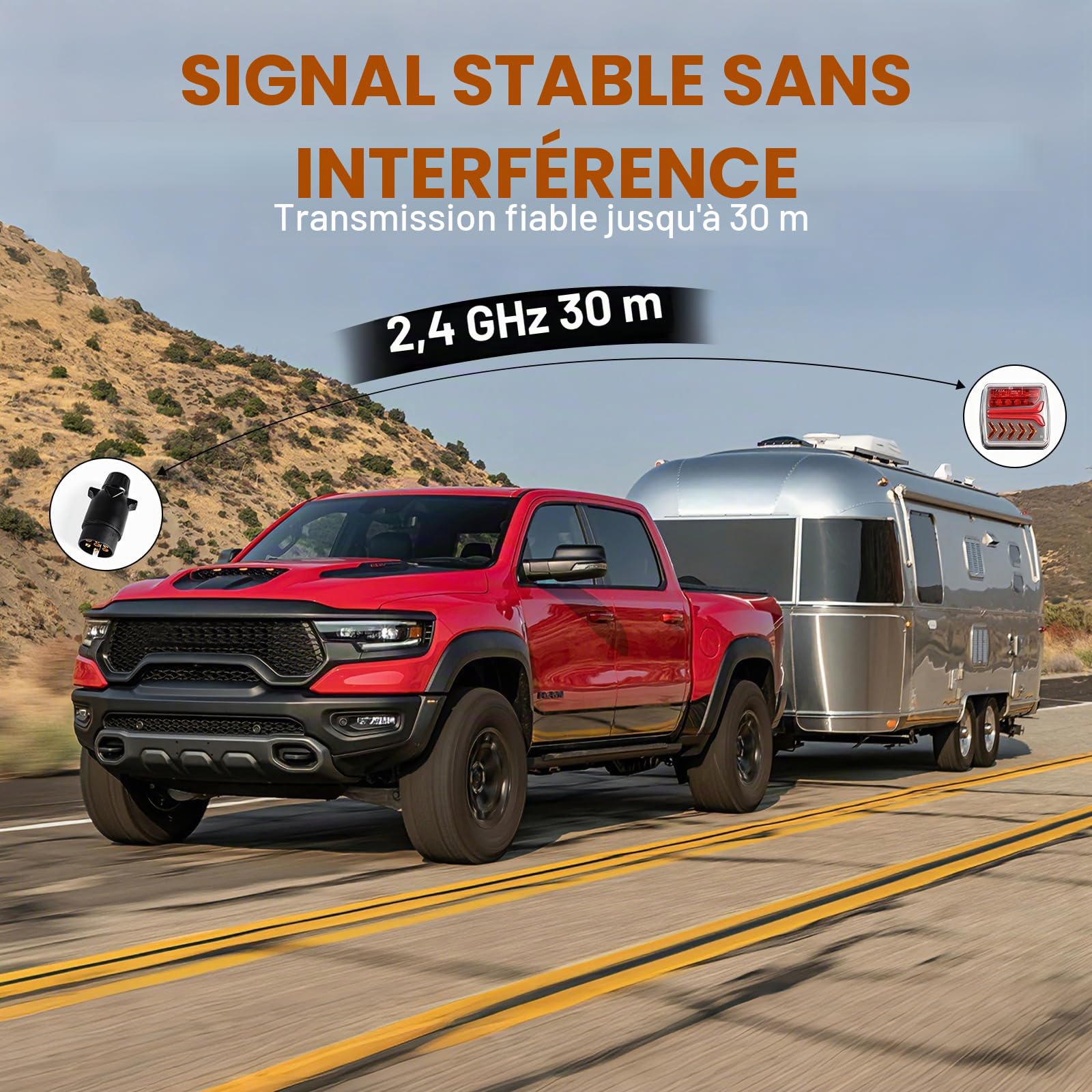 Ensemble De Feux Arrière LED Magnétiques Sans Fil Pour Remorque, Feux Arrière Dynamiques 12V Sans Câble, Feux De Remorque Étanches Avec Homologation E Pour Camions, Bateaux Et Camping-Cars