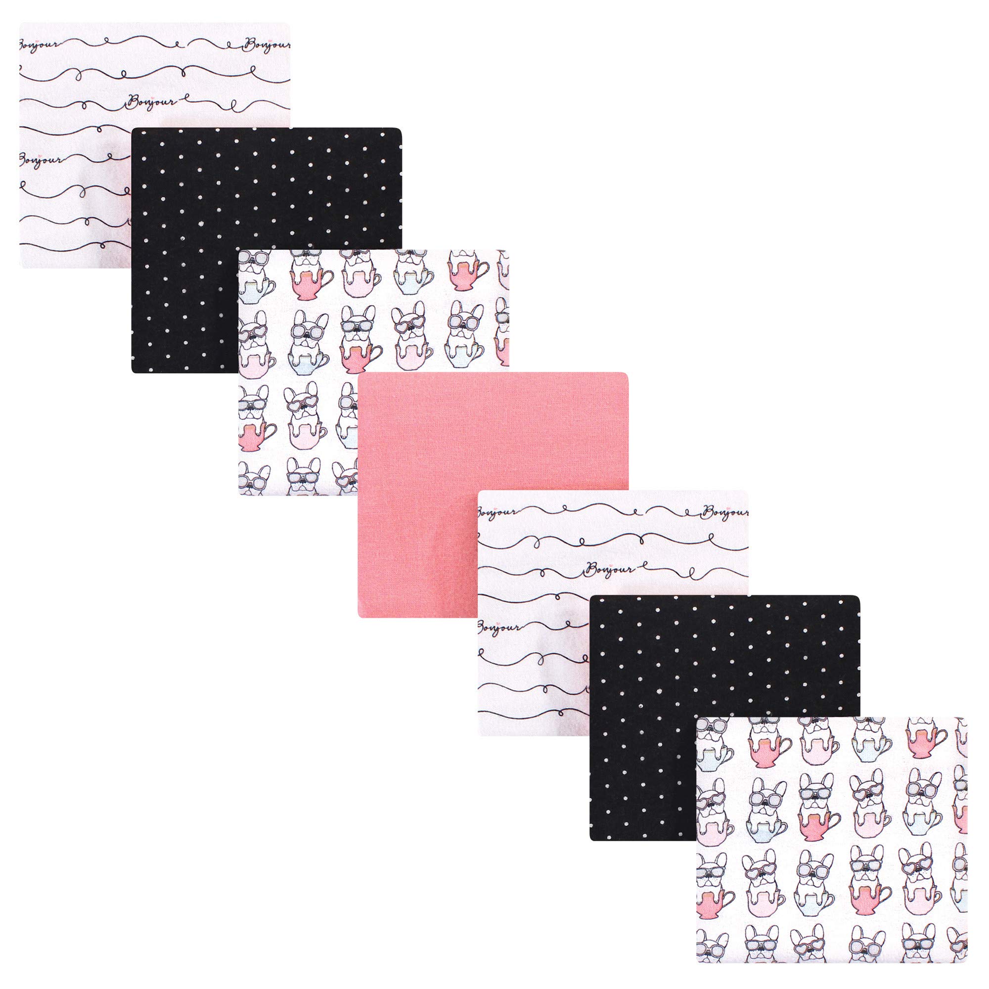 Hudson Baby Unisex Baby Cotton Flannel Receiving Blankets Bundle, Bonjour, One Size
