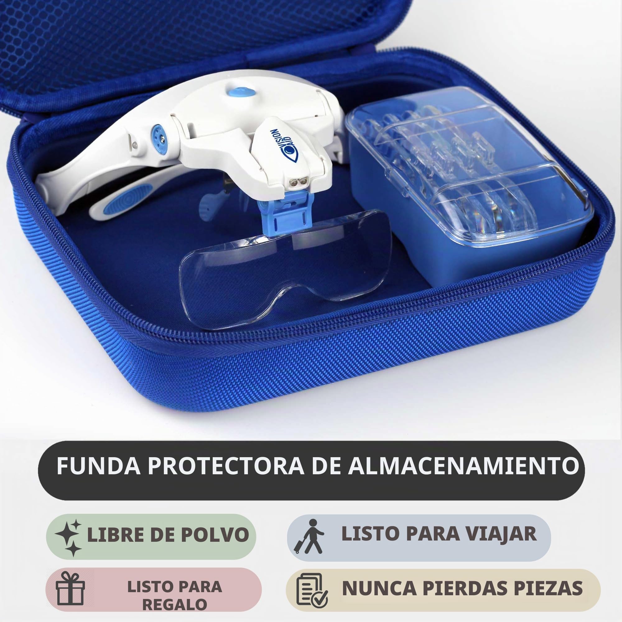 Lupas Expert Edition con luz LED Recargable por USB y Estuche de Almacenamiento Lupa de Cabeza Manos Libres para Pintura de Pasatiempos Trabajo cercano