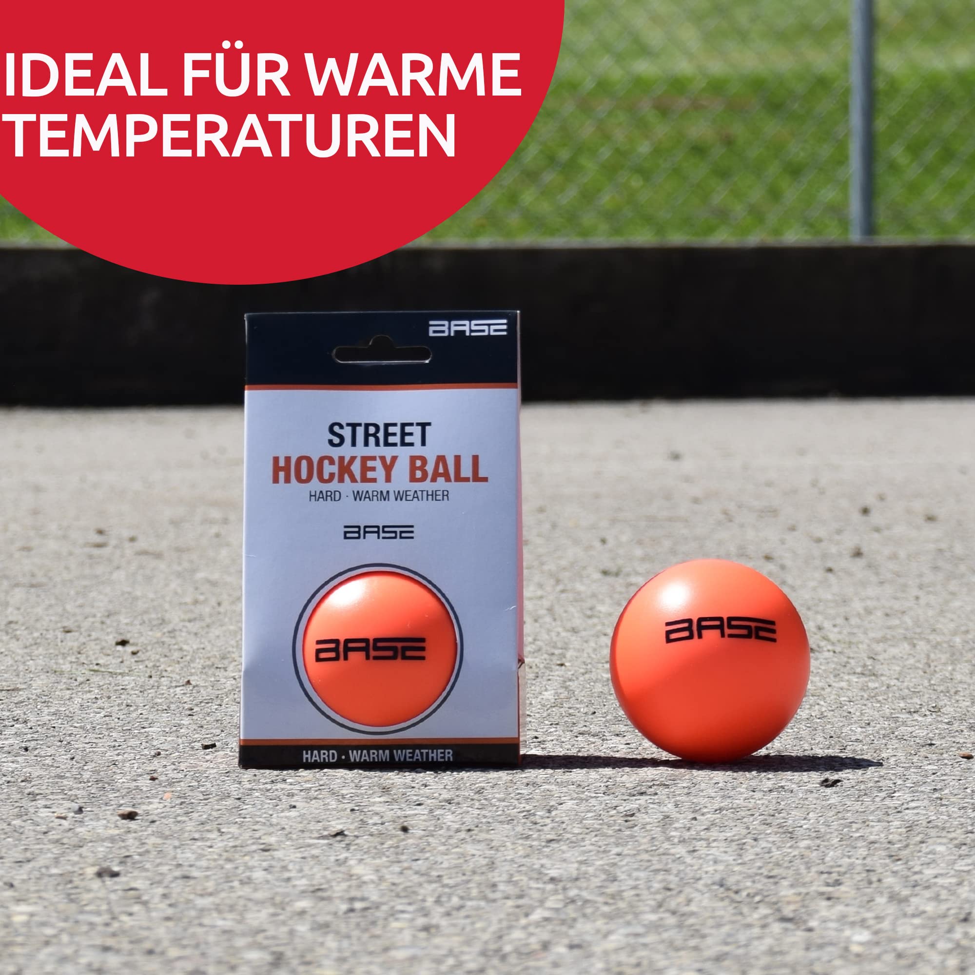 Base Ballon de Hockey de Rue Unisexe - Dureté Dure - pour Tous Les revêtements - Idéal par températures Chaudes - Hockey en Ligne et de Rue - Orange - 6,5 cm