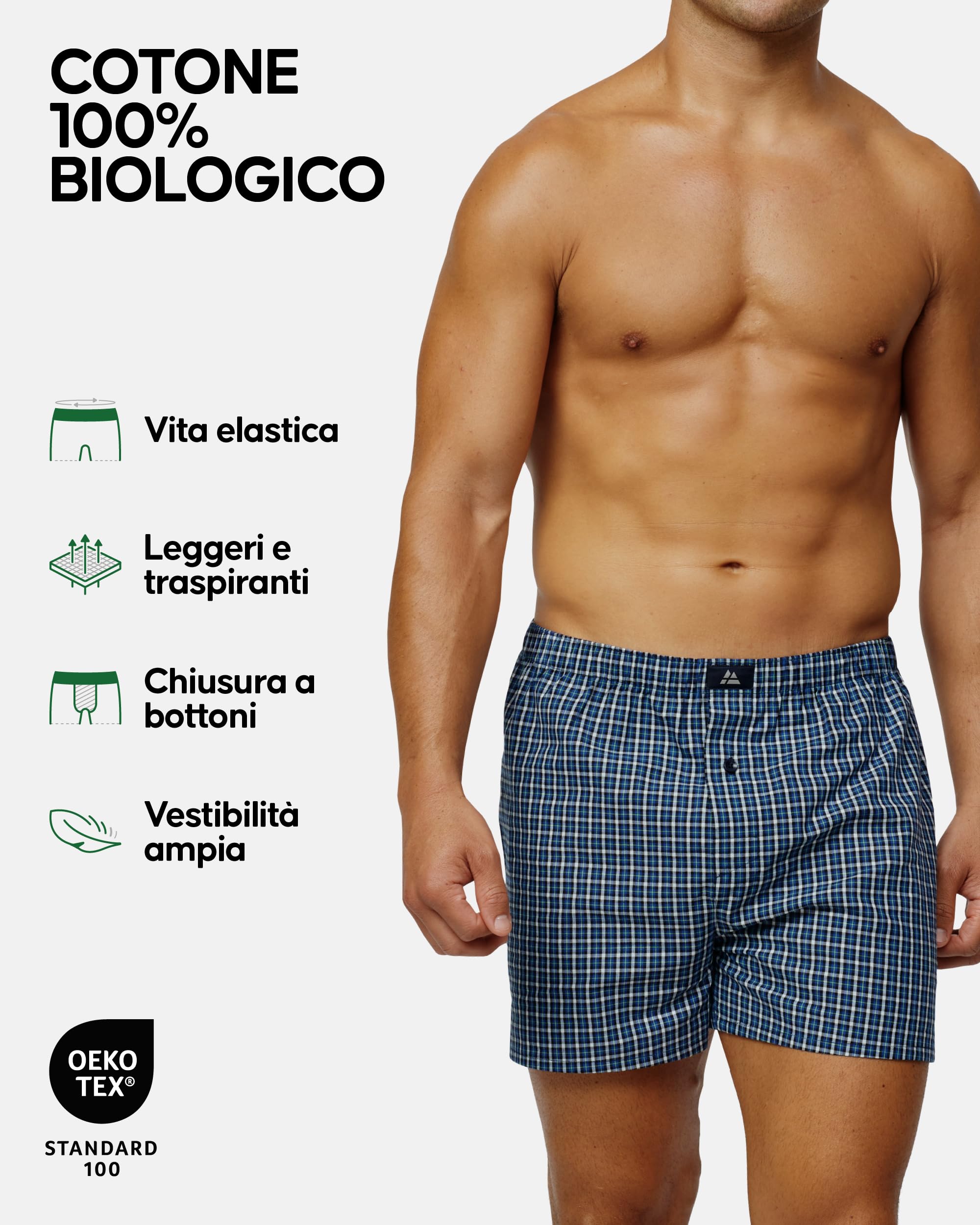 DANISH ENDURANCE Boxer Uomo Americani Cotone Biologico 100%, Mutande a Pantaloncino, Boxer di Tela, Leggeri e Traspiranti, 4 o 6 Paia
