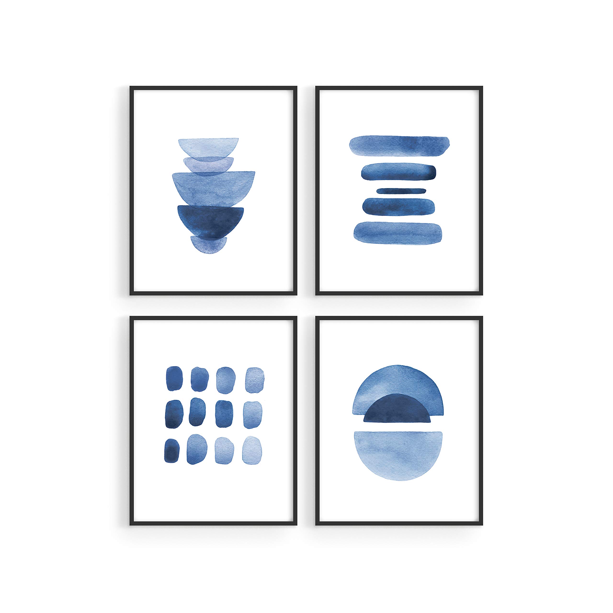 Photo 1 of Abstract Blue Wall Art Prints - by Haus and Hues | Set of 4 Abstract Art Blue Wall Decor for Living Room Wall Art | Watercolor Prints Wall Art | Navy Blue Wall Art | UNFRAMED (8 x 10) Abstract Blue 8x10 Unframed