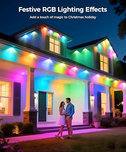 Miniatura 8 de POOFZY Permanent Outdoor Lights for House,100ft RGB+IC Smart Outdoor Decor, 50 Scene Modes,App/Remote Control,IP67 Waterproof,for Christmas,Super