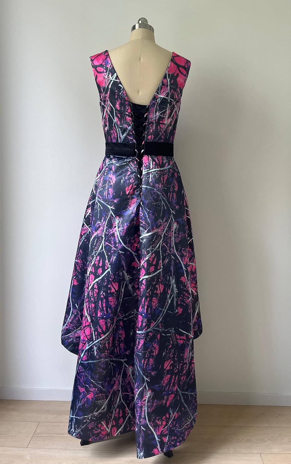 DINGZANCAMO High Low Camo Mother of The Birde Dress Bridesmaid Gown V Neck