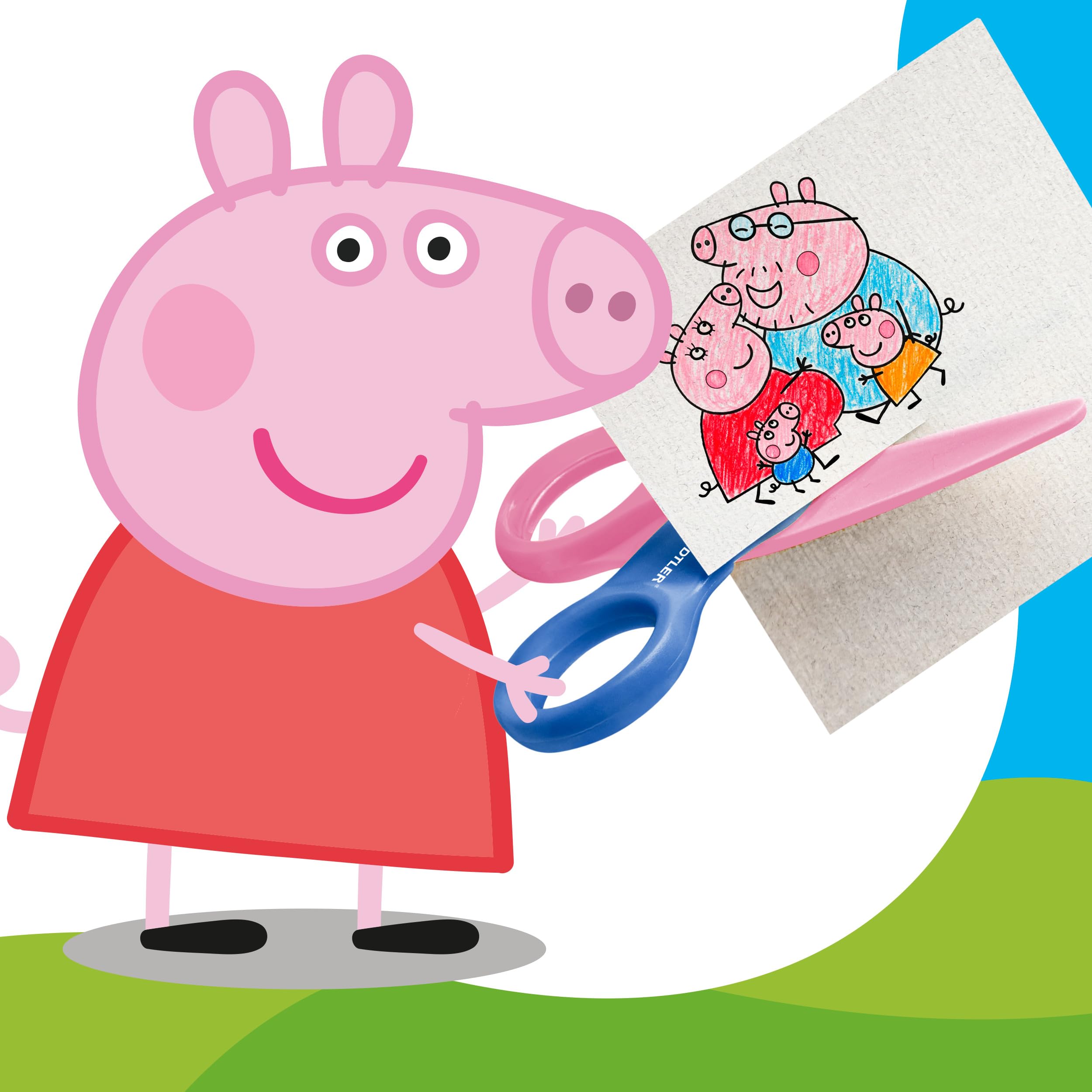 STAEDTLER Noris Junior Forbici per Bambini Peppa Pig – con Punta Arrotondata per i Primi lavoretti creativi – Forbici compatte per Le Piccole Mani