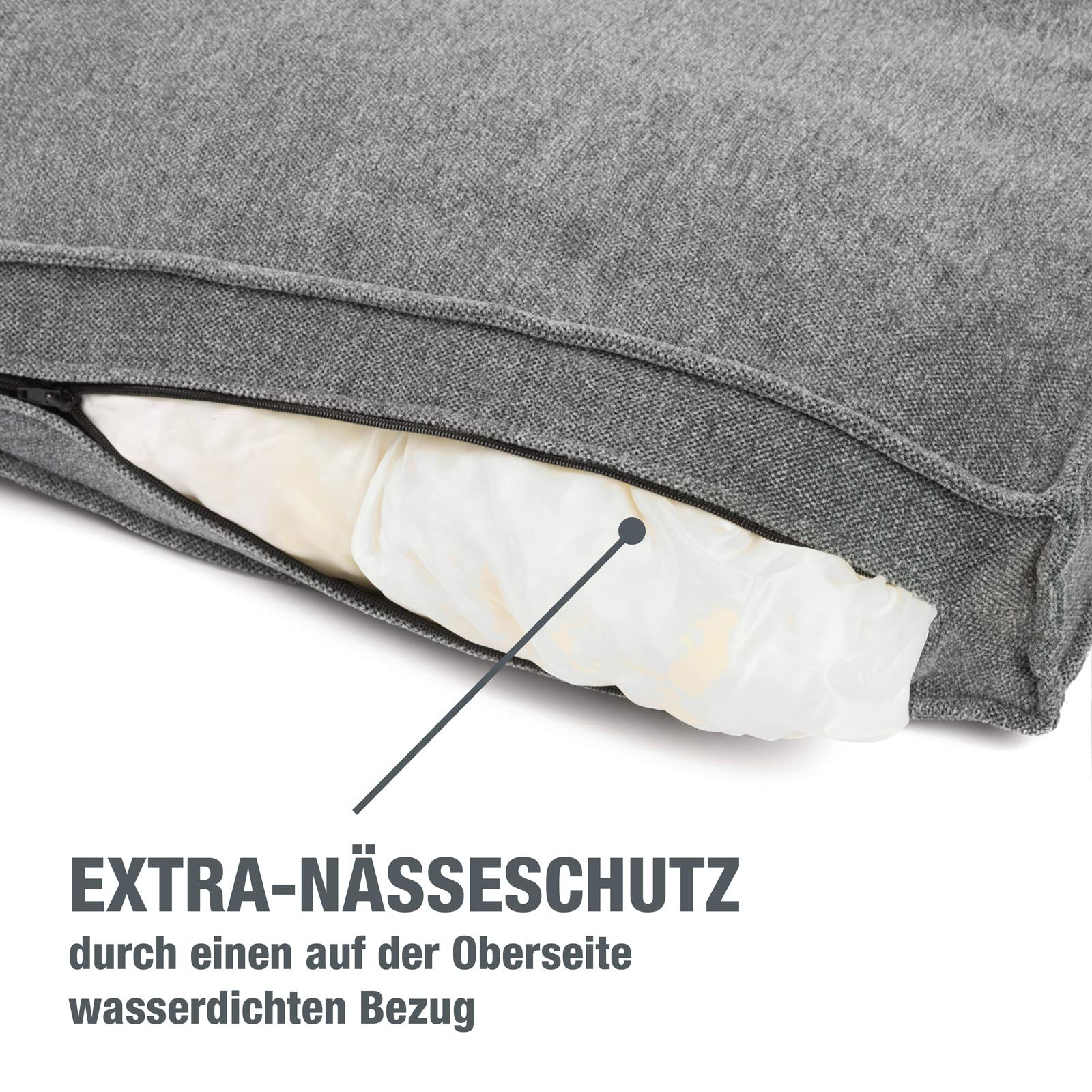 JAMAXX Premium Hundekissen Orthopädische Füllung, Waschbar Bezug aus Edlem Chinelle Stoff, Weiche Kompakte Füllung mit Visco Schaumstoff-Flocken Memory, PDB1003 65x50 (S) Silver-Grey