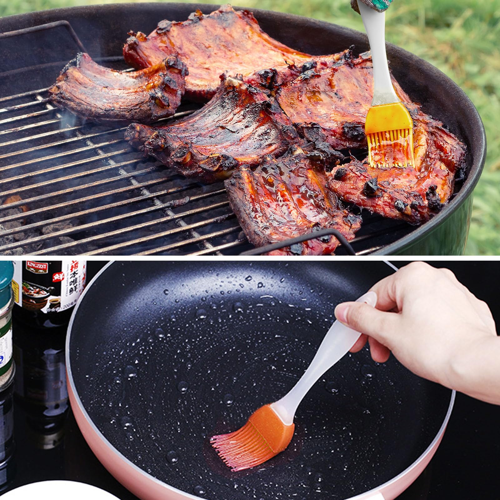 Set 2 Spazzole Da Cucina In Legno Di Faggio - Setole Di Cinghiale Per Olio, Burro, Salse - Ideali Per Griglia E Forno