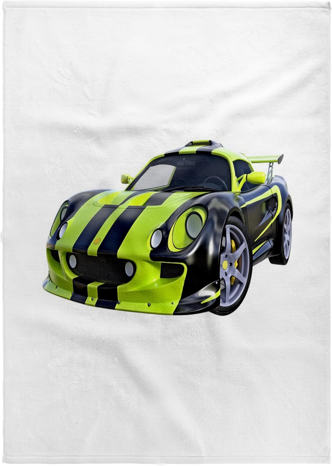 3dRose Racing Sports Car Black and Lime Green 22x30 Bath Hand Pool Towel