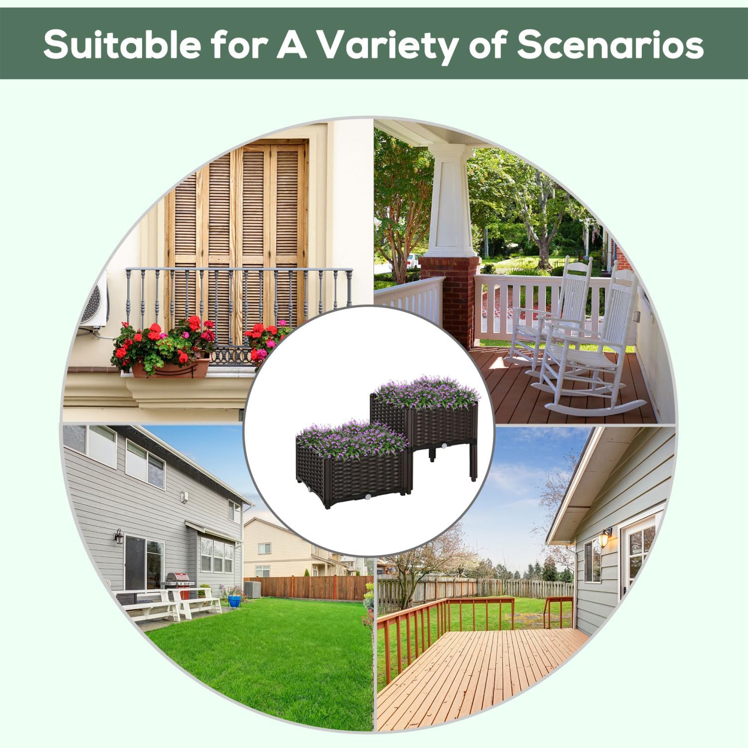 2 Piece Raised Garden Bed with Legs, Self-Watering Planter Box