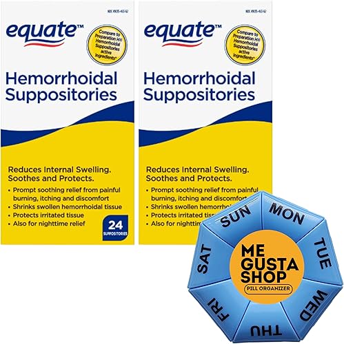 Equate - Supositorios hemorroidales, 24 unidades (paquete de 02), 48 en total + pegatina Me Gustas