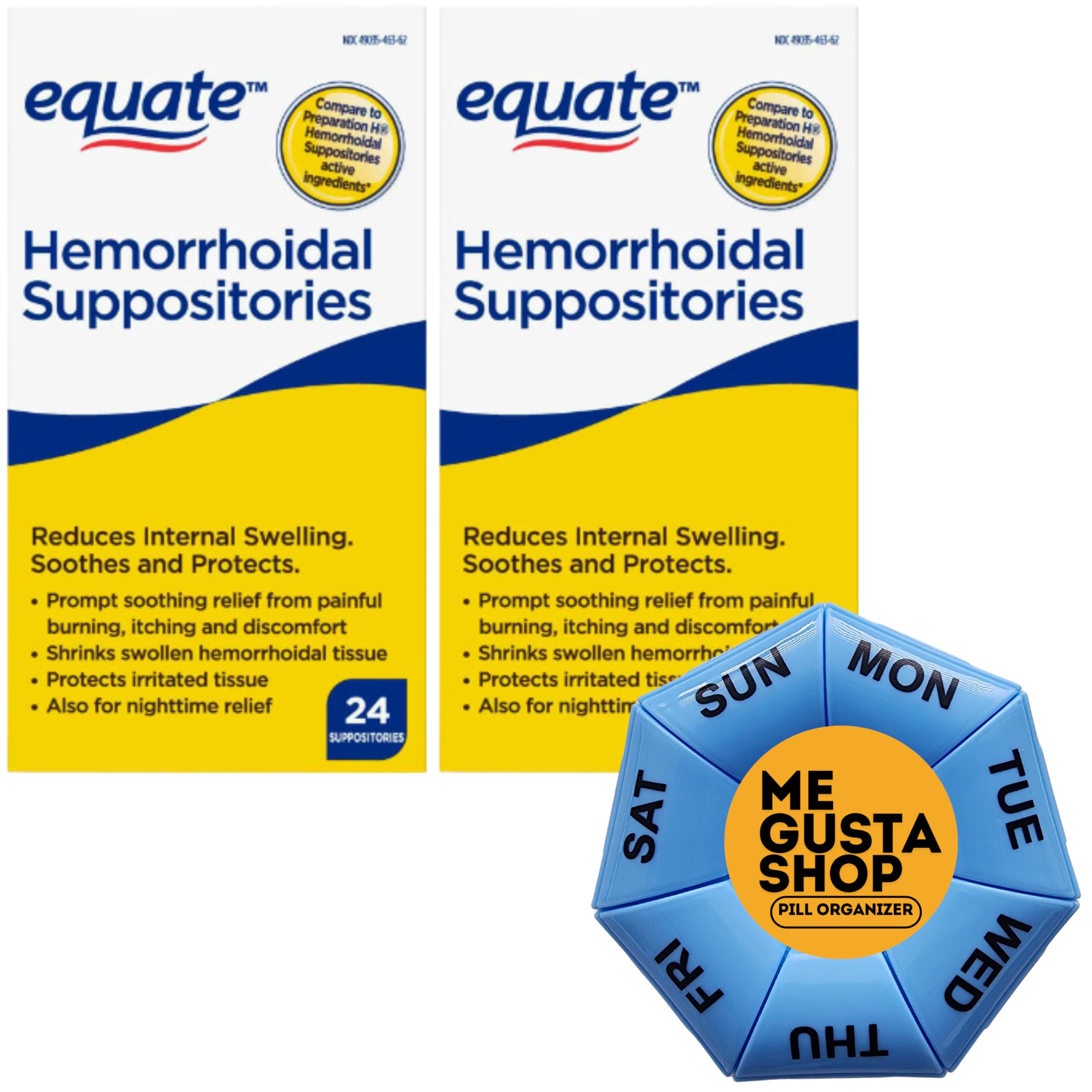 Equate Hemorrhoidal Suppositories 24 Ct Pack of 02 48 Total Includes Pill Organizer