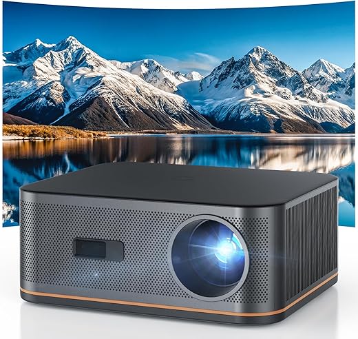 1500 ANSI 4K Full HD Projector with WiFi and Bluetooth, HAPPRUN Movie Home Theater with Auto Focus, 300'' Display for Indoor/Outdoor, Smart Proyector Compatible with Phone/TV Stick/PC/PS5