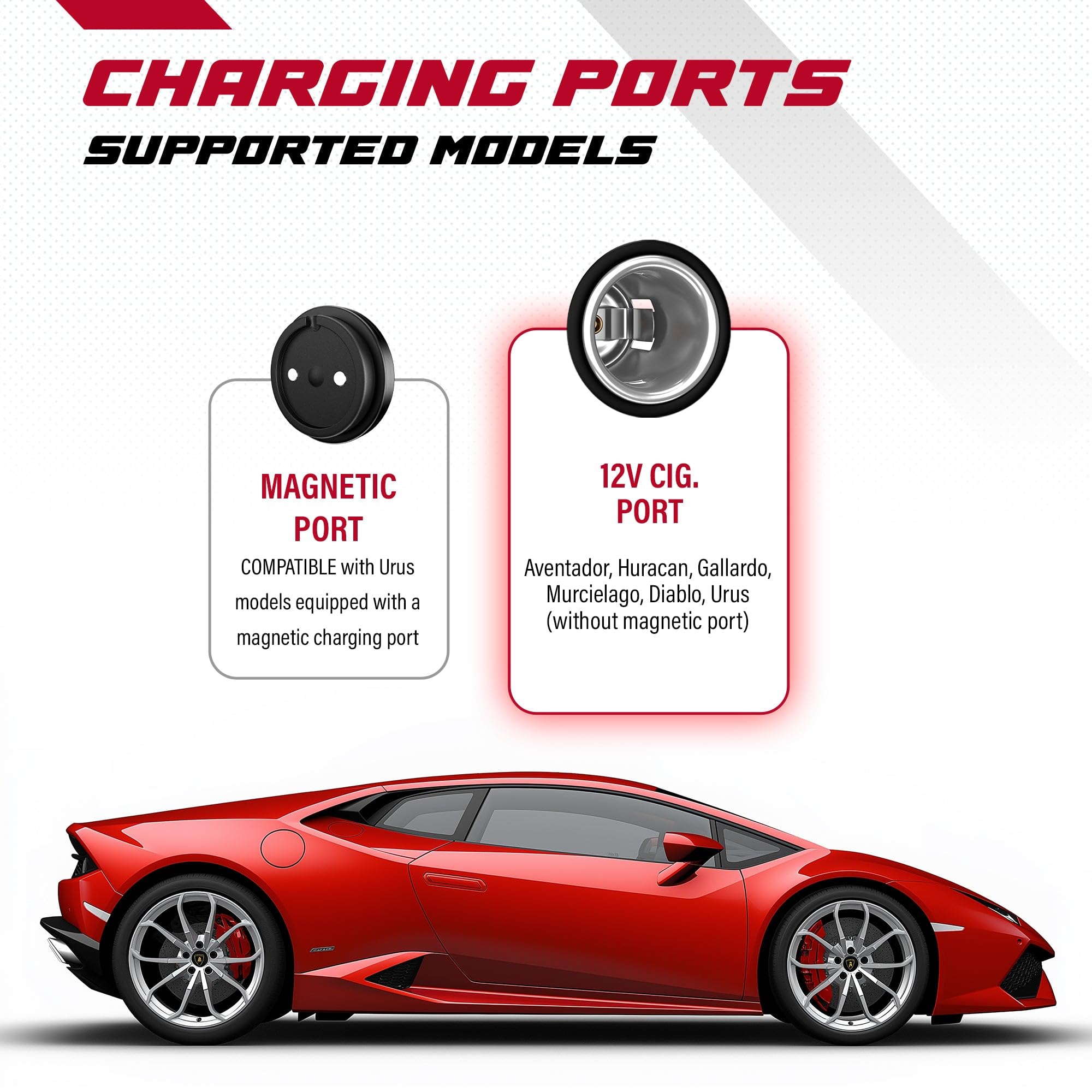JMR Battery Charger for Lamborghini Aventador Huracan Urus Gallardo Murcielago Trickle Charger Conditioner Maintainer (12V Cig Port, Add Lithium Mode)