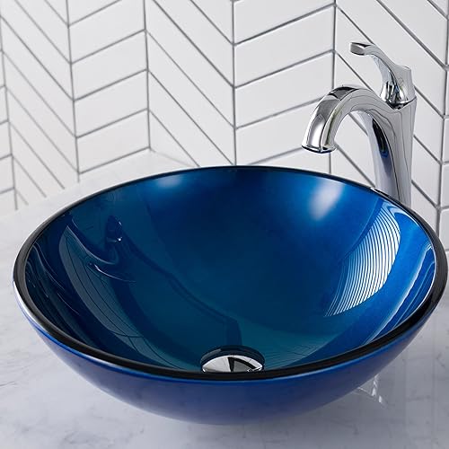 Miniatura 3 de Kraus GV-204 Irruption Blue Glass Vessel Lavabo de baño