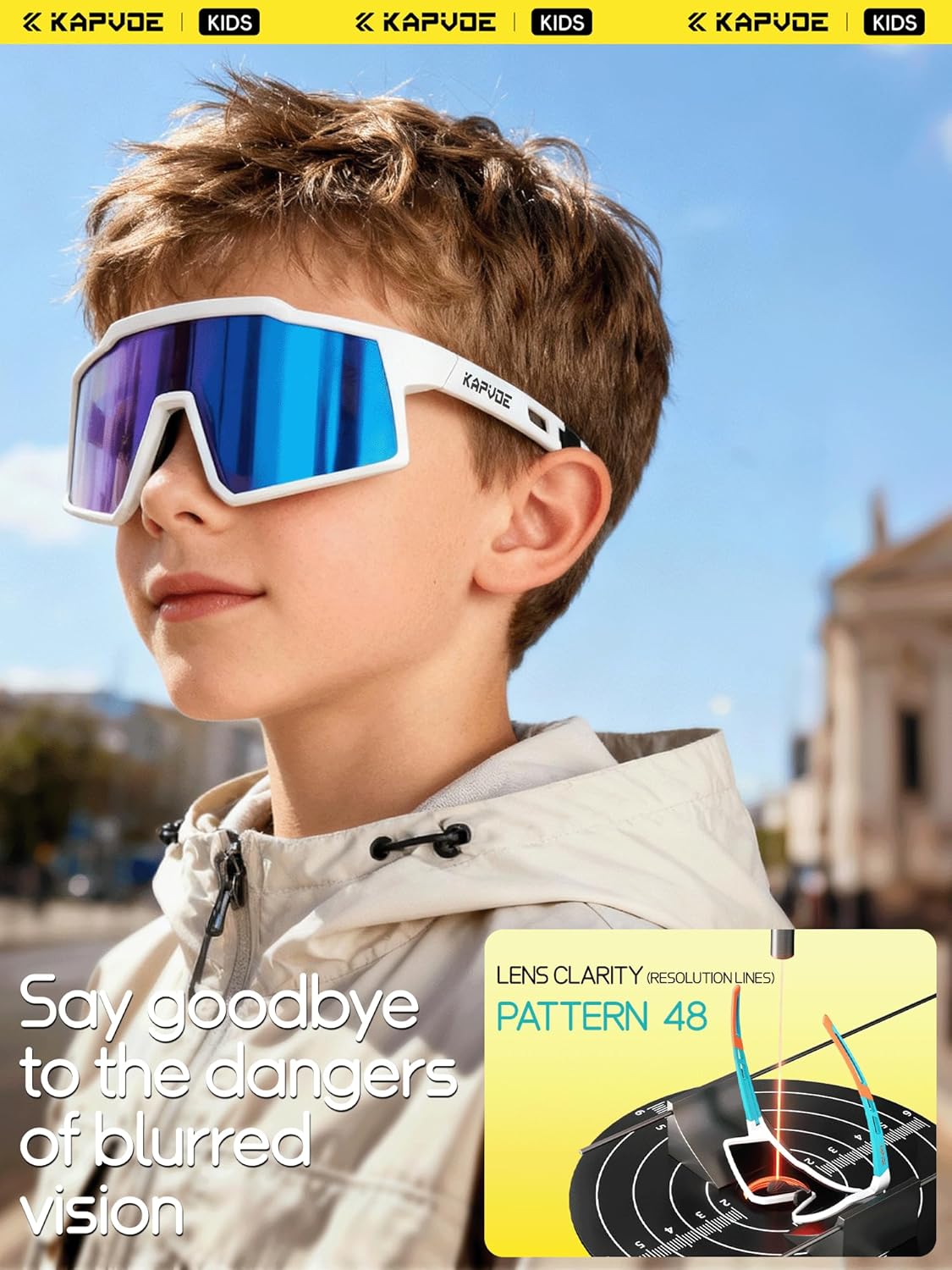 KAPVOE Kids Baseball Sunglasses Youth Photochromatic or Polarised Cycling Sunglasses for Boys Girls UV400 TR90 Frame K9031