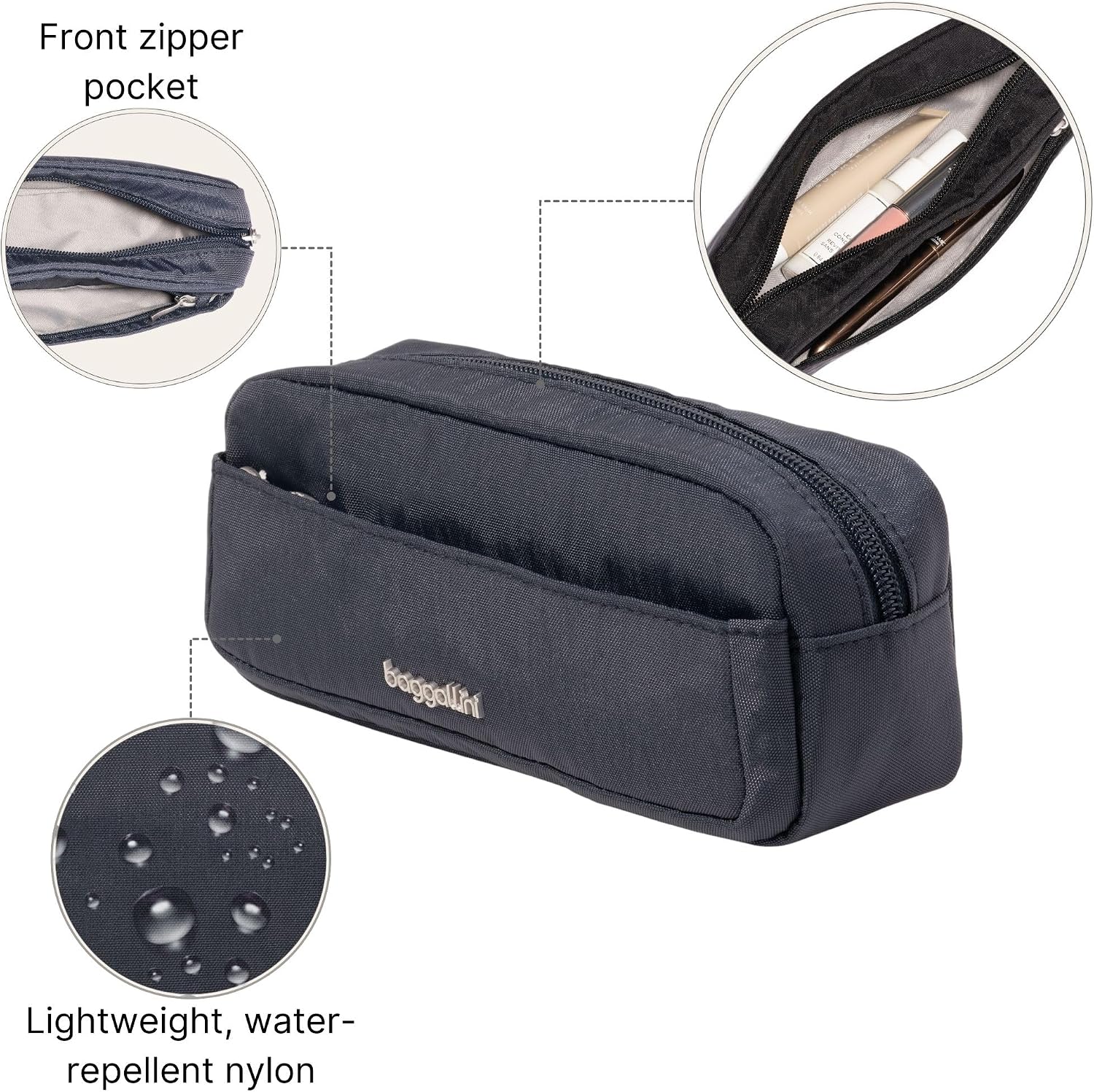 Long Pocket Cosmetic - Lightweight 7.8”x 3.1”x2.1” Makeup Bag - Travel Essentials Makeup Organizer