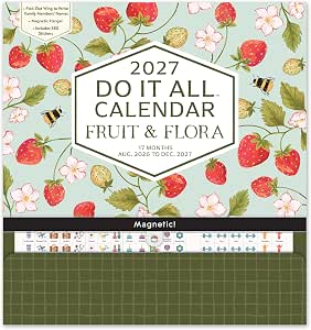 2027 Do It All Wall Calendar 17-Month Family Planner, Fruit & Flora