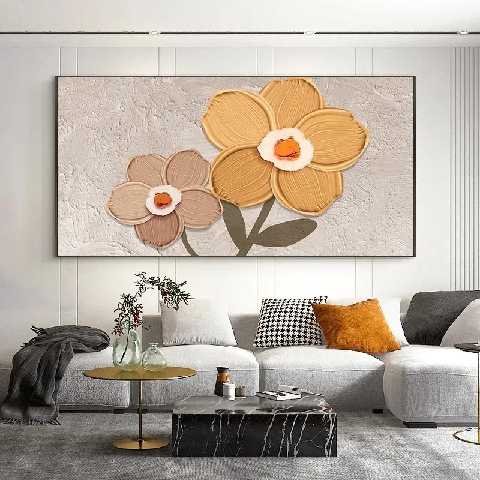 Peinture florale abstraite sur toile moderne de 50x100 cm pour décoration murale - 8