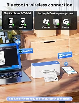 Phomemo 241-BT A6 Label Printer Thermal Label Writer Bluetooth Connection Approximately 102*152mm A6 Label Sticker Compatible Multi-Function Barcode Printer for Small and Medium Enterprises Thermal
