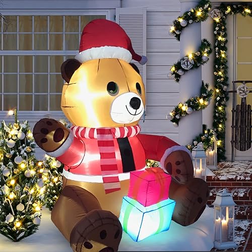 Miniatura 3 de Decoraciones navideñas para exteriores, inflables para patio, decoración de césped de Navidad, grande, para festividades, oso de peluche HappyThings!