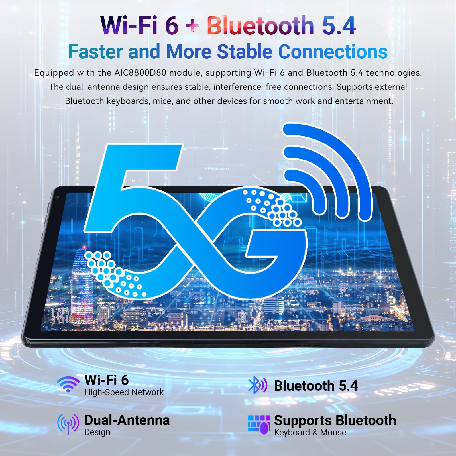 Android 14 Tablet 10 Pulgadas, 14GB +128GB+1TB, WiFi6/BT5.2/5000mAh, 8+5MP/1280 * 800/Widevine L1, Tablet PC con Stylus, Funda Protectora, Ratón Inalámbrico, Auriculares, Teclado Bluetooth