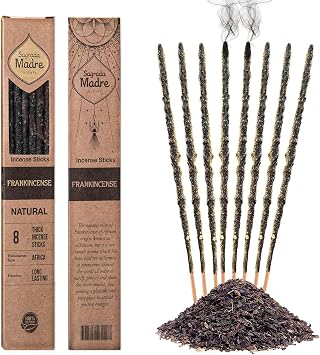8 pcs Wildly Harvested Thick - Natural Frankincense Incense Sticks, 9 - Eco Friendly, Aromatic Non Toxic Incense Sticks 1hr Burning Time to Heal & Purify Your Body and Surroundings