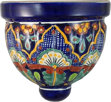 Mexican Talavera Wall Planter Handmade Hand Painted Pottery Planter Wall Hanging Sconce Planter # 06