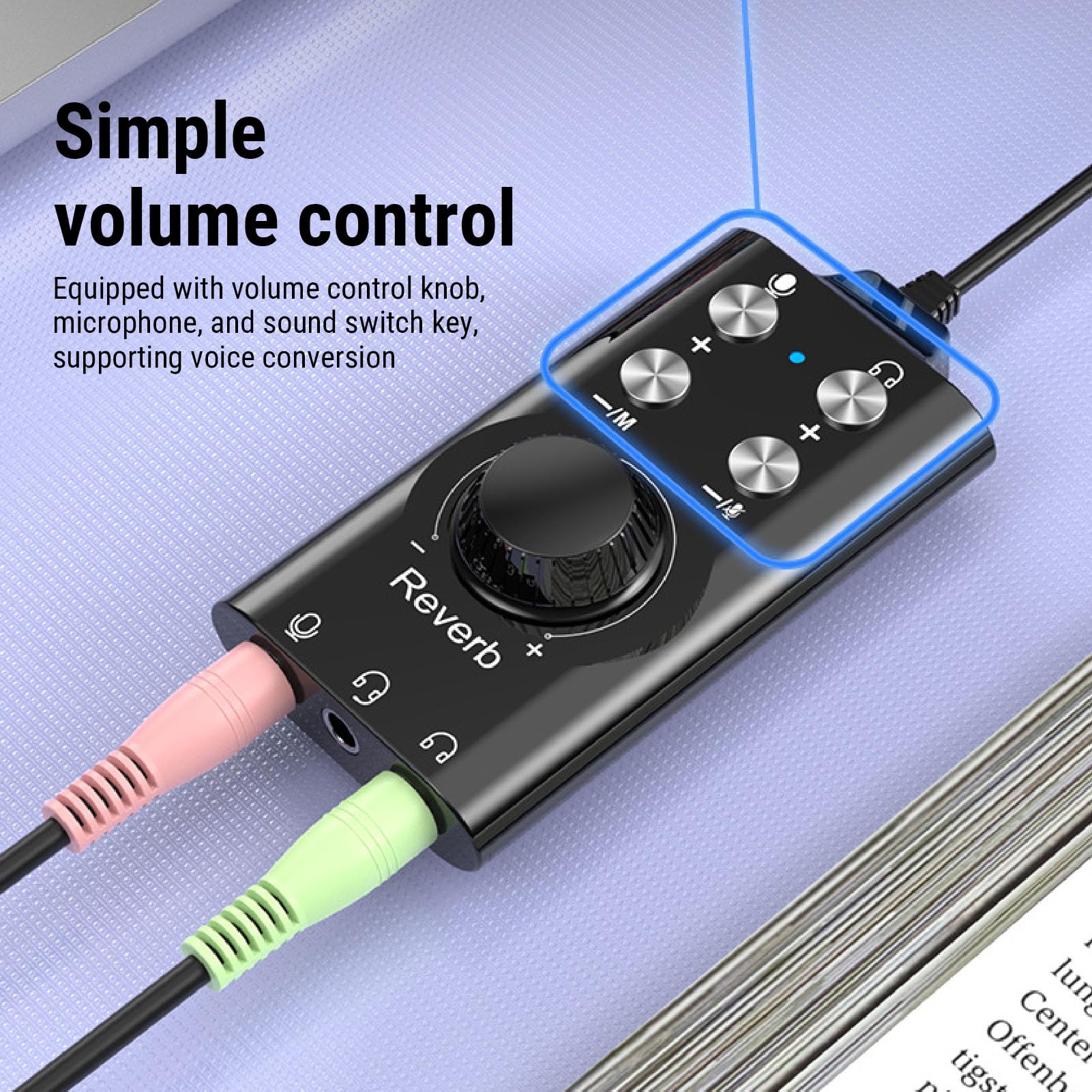 PUSOKEI Adaptateur de Prise Audio USB/USB C à 3,5 Mm, Carte Son Stéréo Externe avec Contrôle de Volume, Son Surround Virtuel 7.1, Bluetooth 5.0, Bouche et Jeu