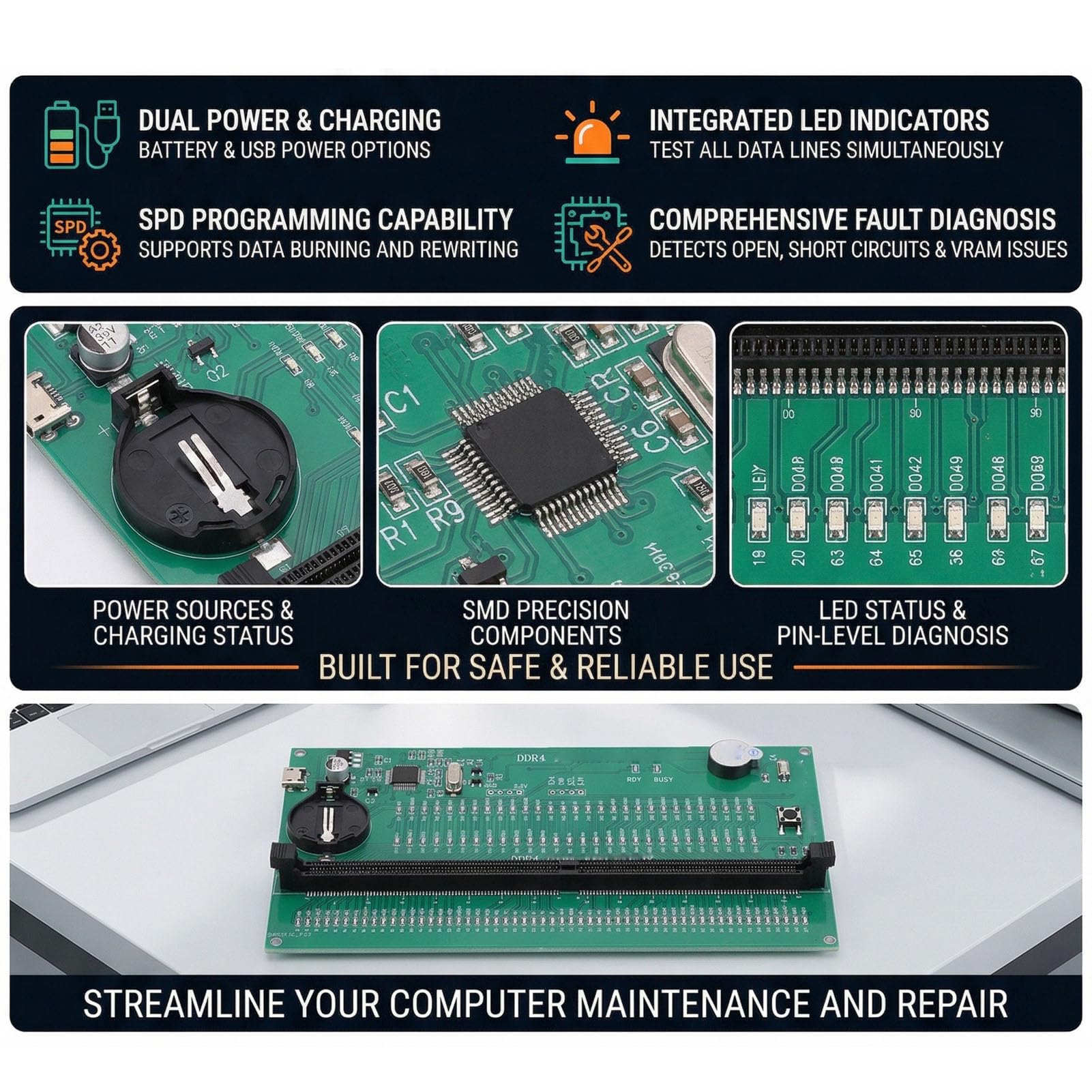 Karta testera pamięci RAM, analizator diagnostyczny DDR4