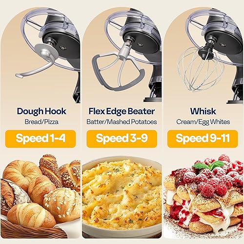 Miniatura 6 de VIVOHOME Batidora de pie con fermentación, batidora eléctrica de masa preestablecida de un solo toque con tazón de 6 cuartos de galón, batidora de