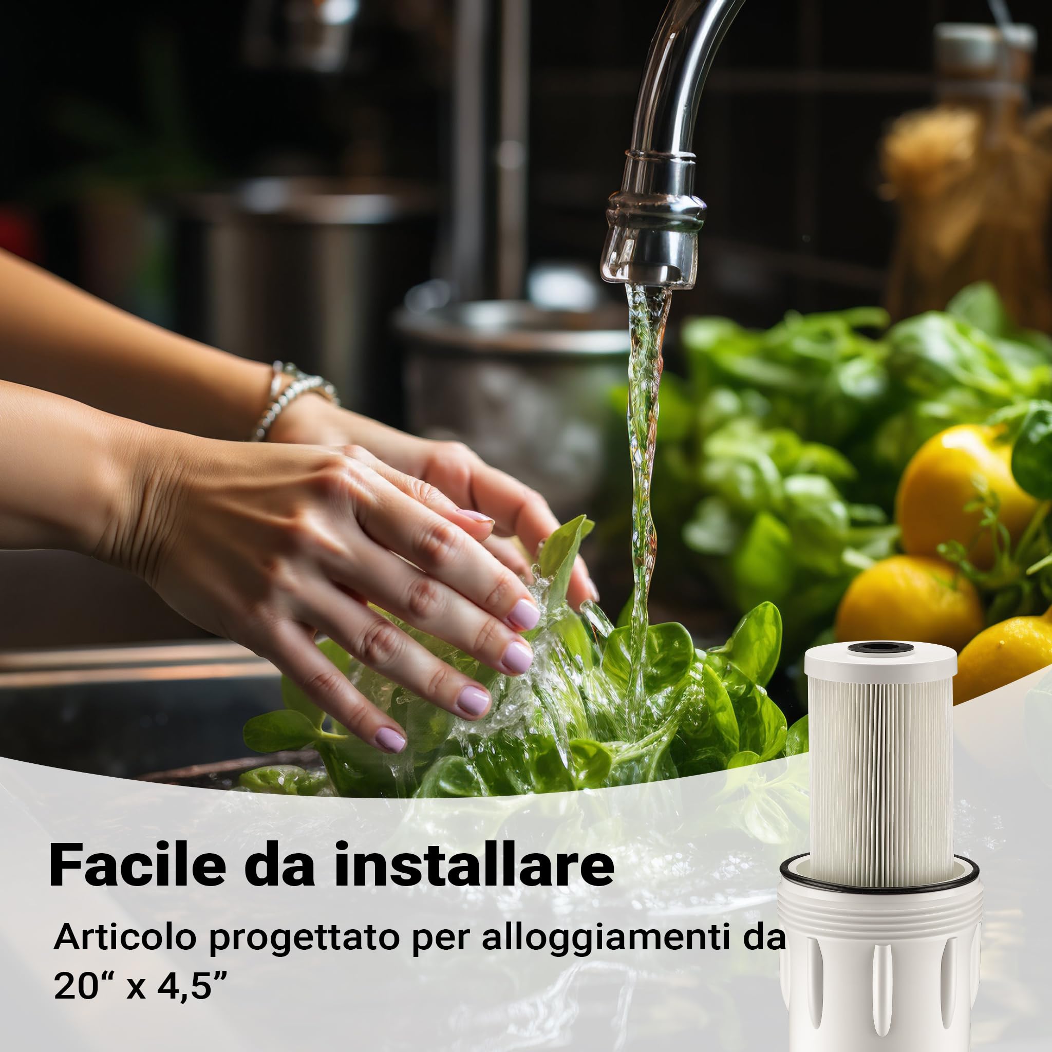 Naturewater Cartuccia filtrante a pieghe 20'', filtro a cartuccia, filtrazione dell'acqua potabile, filtraggio acqua domestica