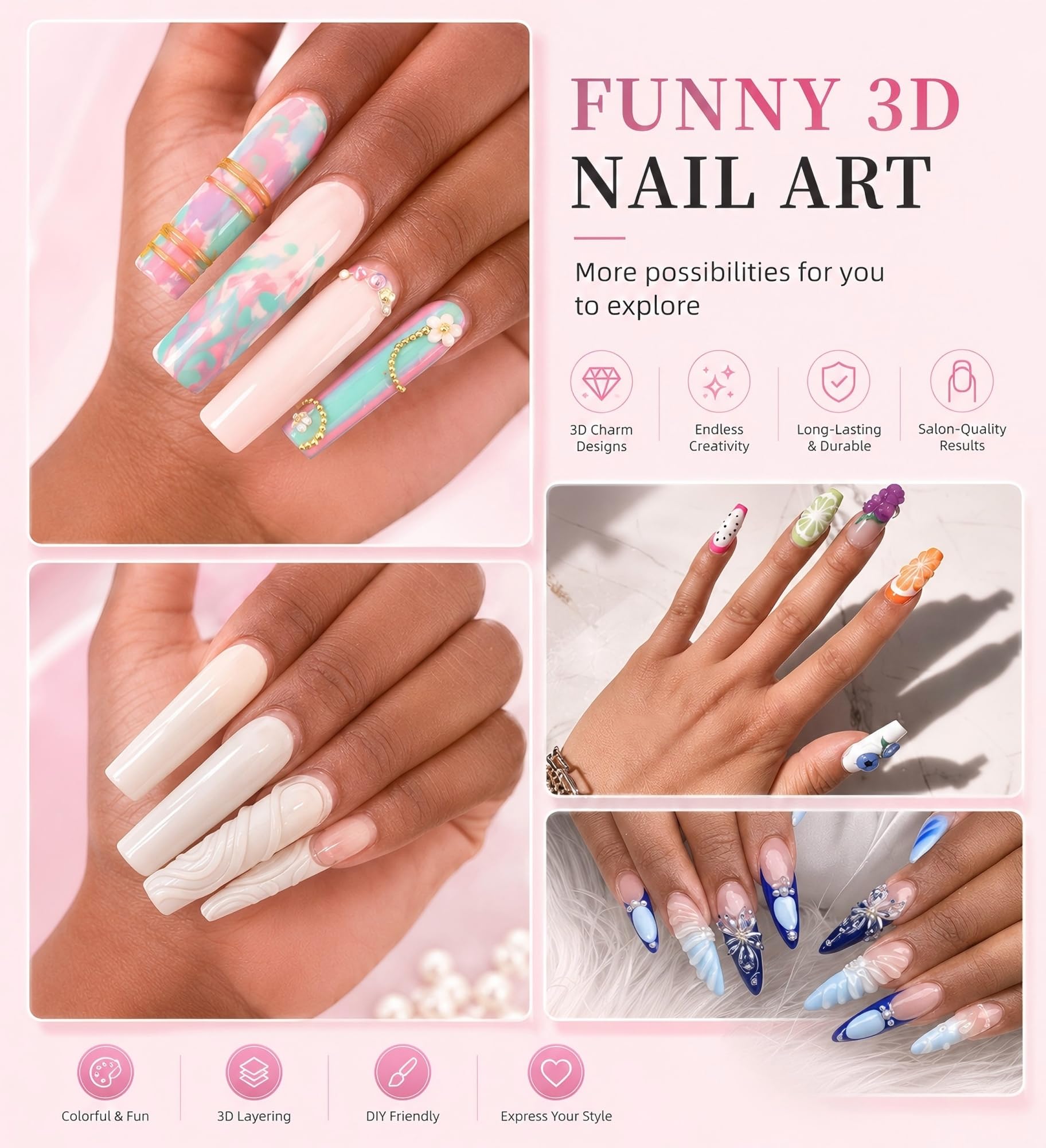 MAGIC ARMOR Żel do paznokci 3D – 15 g, żel budujący, przezroczysty, wielofunkcyjny, klej strasu, do 3D Nail Art Carving 3D Nail Sculpting Gel DIY do projektowania paznokci, rzeźbienia paznokci w domu