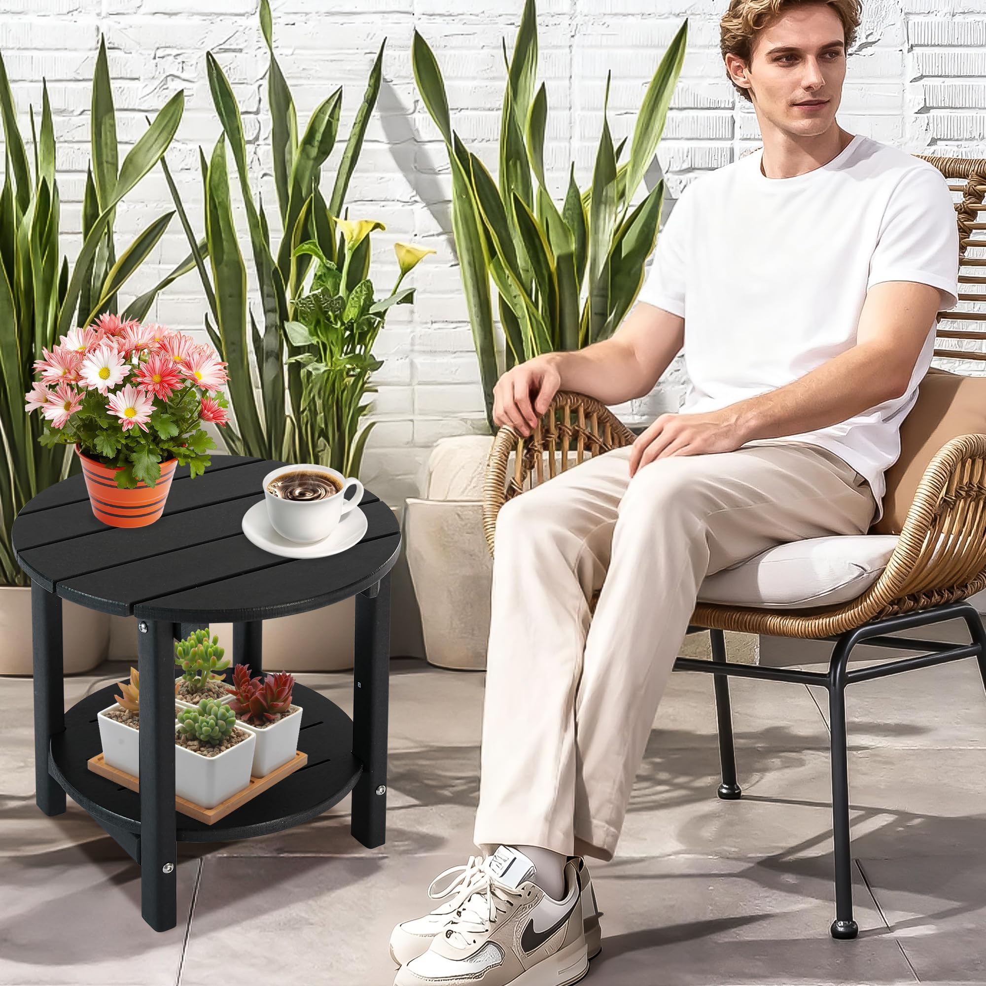 Snapklik.com : LZRS Round Adirondack Side Table Double End Table ...