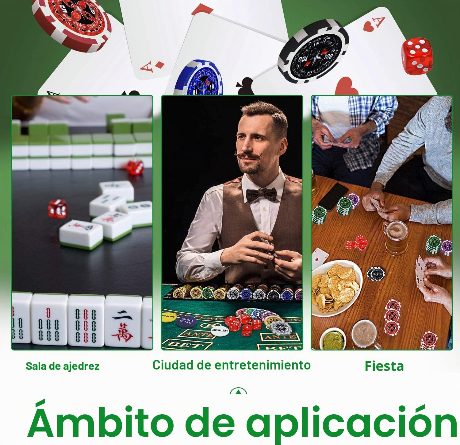 LARS360 Maletín de póker con 500 fichas láser, 11,5 g. Juego de póker deluxe con cartas de póker y accesorios, fichas de casino, 55,5 x 20,5 x 6,4 cm, negro