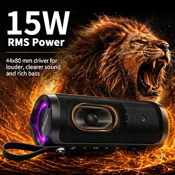 Bobtot Portable Bluetooth Speaker 15W, IPX6, Red