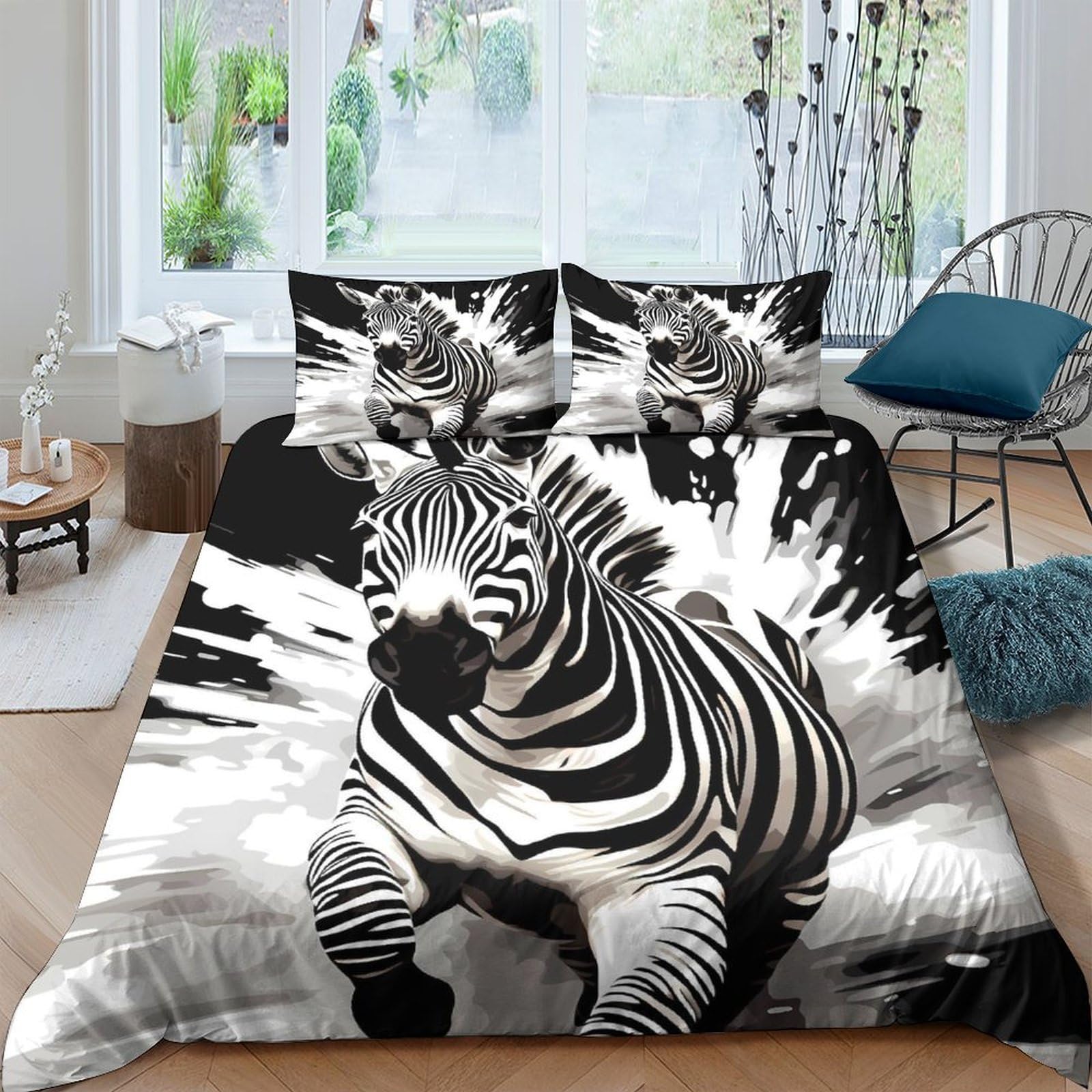 Ctjqhvkz Style-2 3D Printed Zebra Splash Fitted Sheet Microfiber Soft Breathable Wild Animal Mattress Cover For Bedroom Dorm Decor Single（135X200cm）