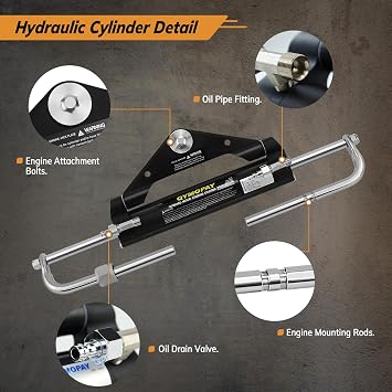 100HP/150HP/300HP Hydraulic Outboard Steering Kit, Marine Hydraulic Steering System with Bi-Directional Locking Cylinders and High Strength Nylon Hose, Single Station, Single Engine Use