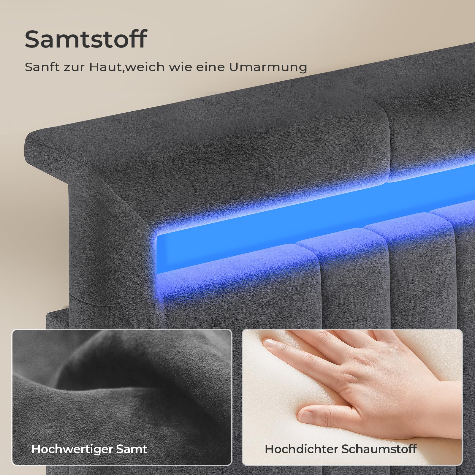 AGOLLATI Letto Matrimoniale con Contenitore 160x200 Letto Contenitore Matrimoniale Con LED Letto Contenitore Idraulico con Stazione Di Ricarica Struttura Letto Matrimoniale Con Testiera Regolabile