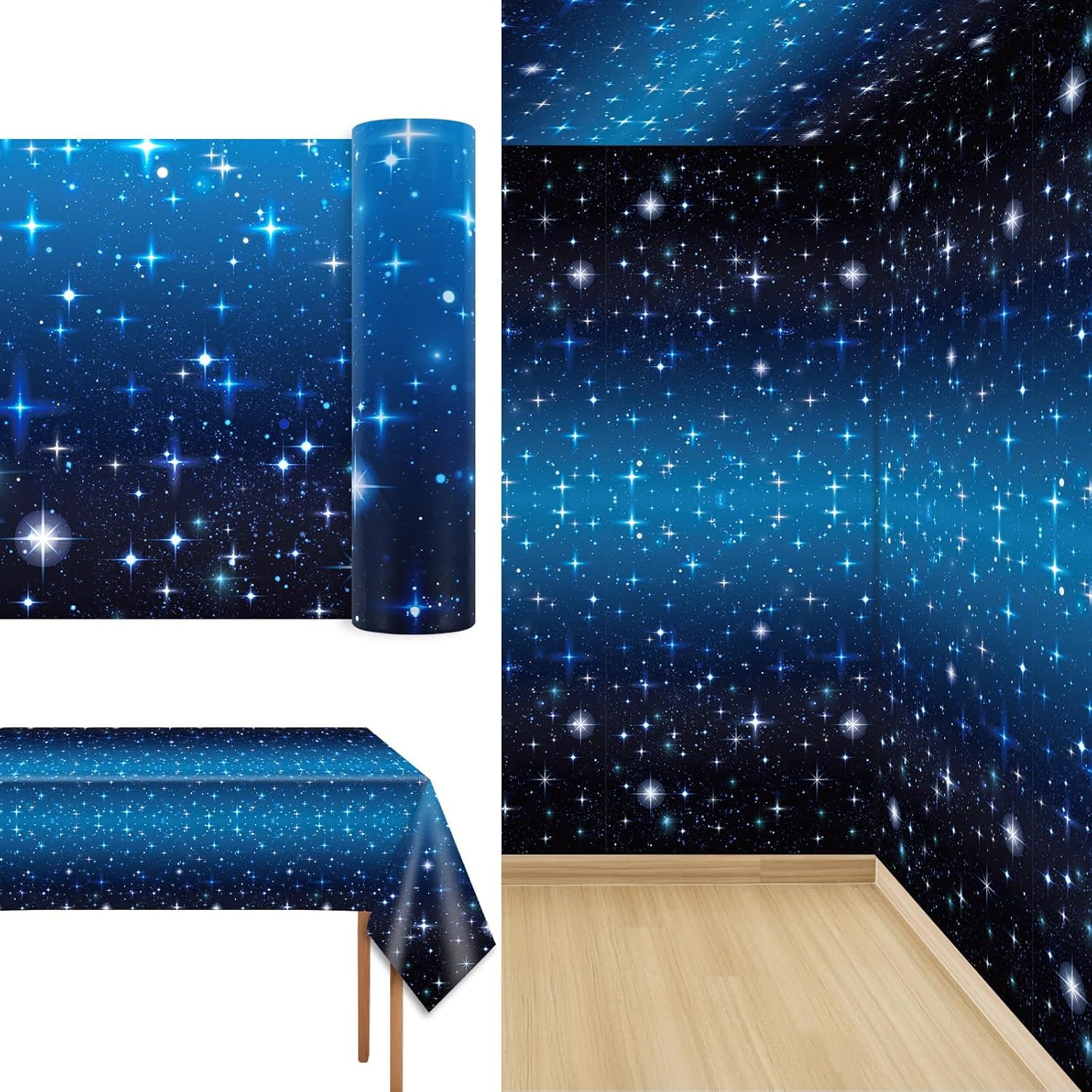 party greeting Space Galaxy Party Decoration Tablecloth Roll 1200 x 52 Starry Night Disposable Table Cover Galaxy Table Cloth Starry Background Photo Wall for Star Theme War Birthday Party Supplies