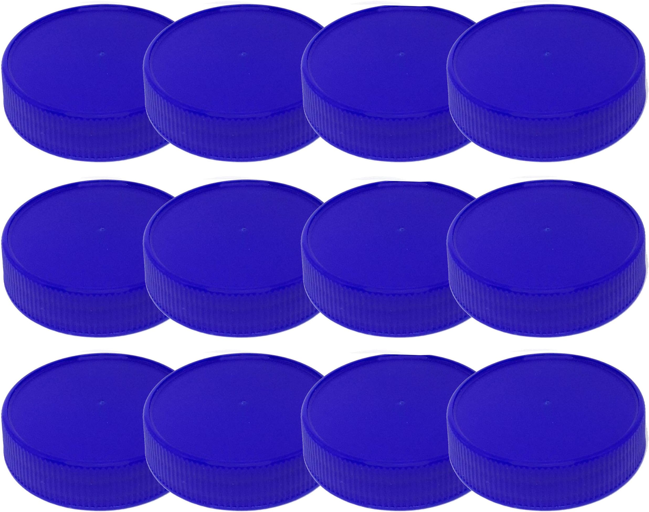 Jarming Collections Plastic Mason Jar Lids - Regular Mouth Mason Jar Storage Lids, Reusable Leak Proof Colored Caps, Covers 2.75 Inch Regular Mouth Glass Mason Jars, Set of 12 (Blue)