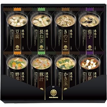 Marukome Miso Soup, Freeze Dried, Kyokaiseki Assorted, Instant, 8 Types x 2 Servings, 16 Servings Total, Box Included, With Ingredients, Miso Soup, Gift Set, Gift Set, Care Package, Gift, Thank You