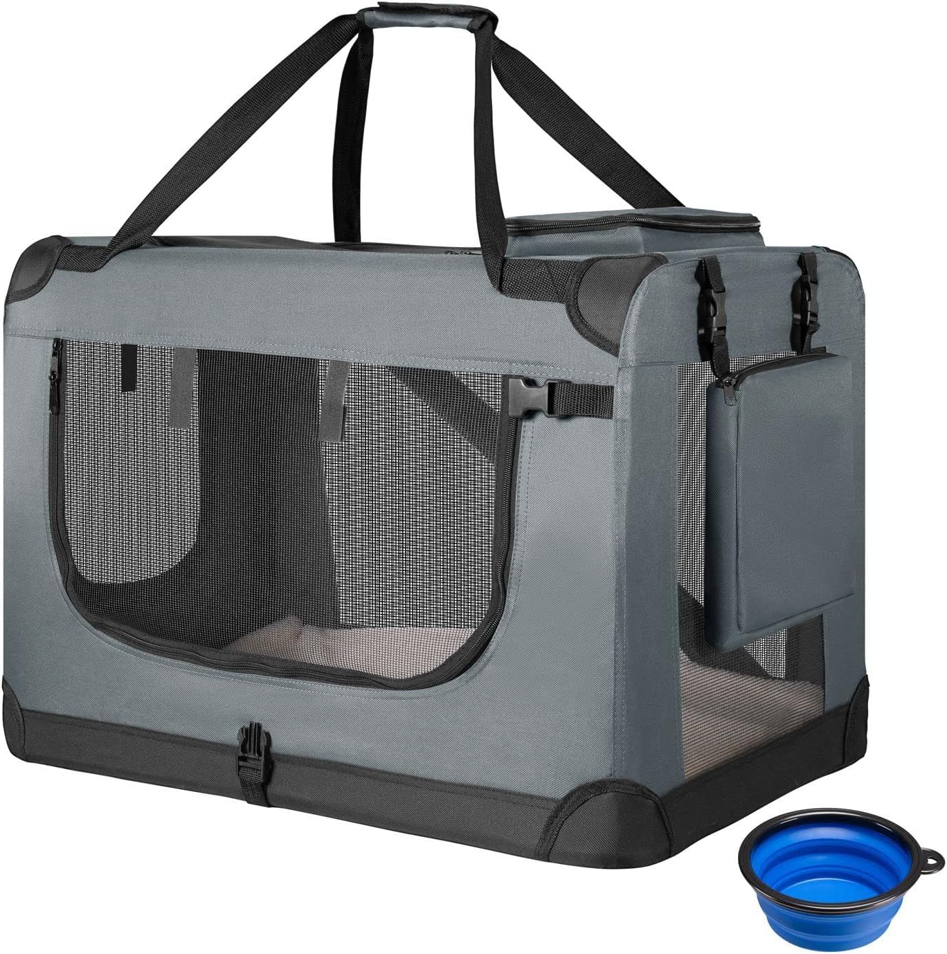 Faltbare Hundebox Mit 2 Türen - Transportbox Für Große Hunde 75.5x45.5x52.5cm