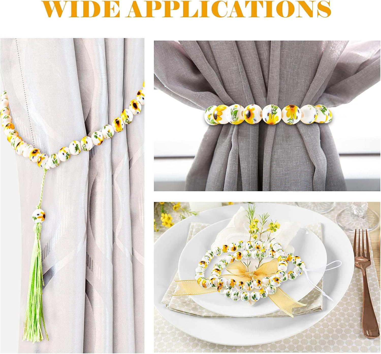 Hicarer 200 Pcs Ceramic Sunflower Beads 10 mm Summer Flower Ceramic Bead Round Porcelain Spacer Beads for Valentine's Day DIY Gifts Necklaces Earrings Bracelets Crafts Jewelry Making - Image 6