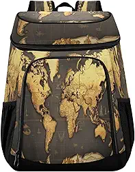 Mochila térmica com mapa do mundo, 36 latas à prova de vazamento, impermeável, bolsa térmica, acessórios de praia, viagem, acampamento, pesca, para mulheres e homens
