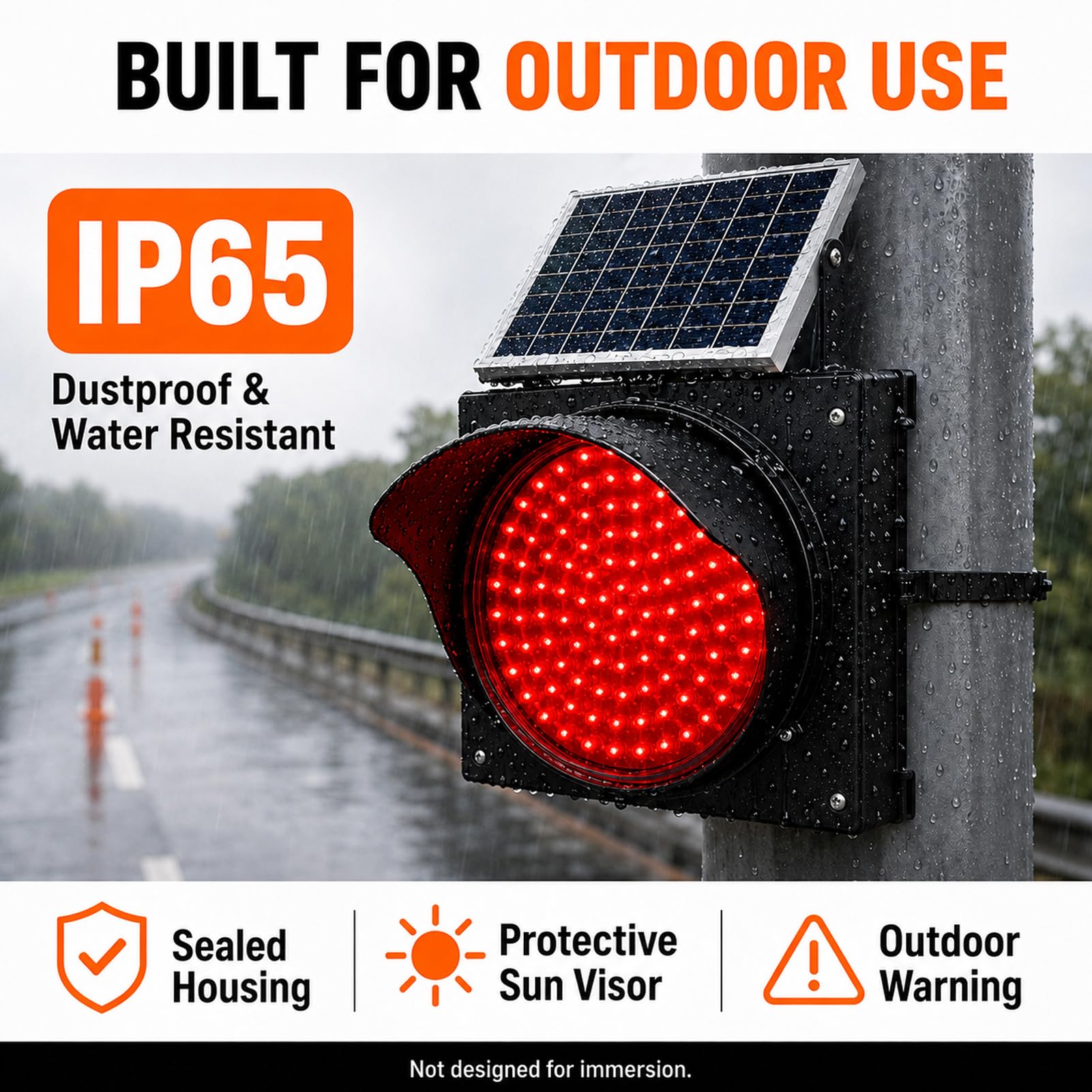 Semáforo Vial Solar, LED Intermitente 12/16 Pulgadas, IP65