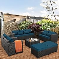 Vista 10 de Juego de muebles de patio, 7 piezas, muebles de exterior, juego de sofás seccionales de patio con mesa de almacenamiento, cojines gris claro