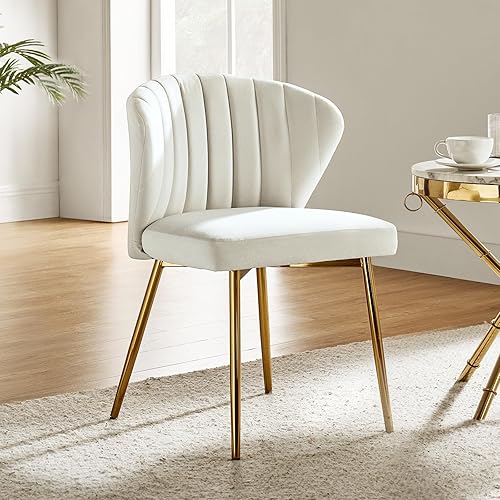 Miniatura 1 de HULALA HOME Sillas de comedor de terciopelo moderna silla pequeña sin brazos con patas de metal dorado bonita silla lateral tapizada para sala de