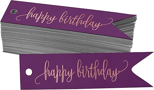 Miniatura 12 de Etiquetas de papel para colgar con texto en inglés «Happy Birthday», 100 unidades Azul,Aqua Blue,Negro -,azul, cerceta (Dark Teal Blue),Rosa